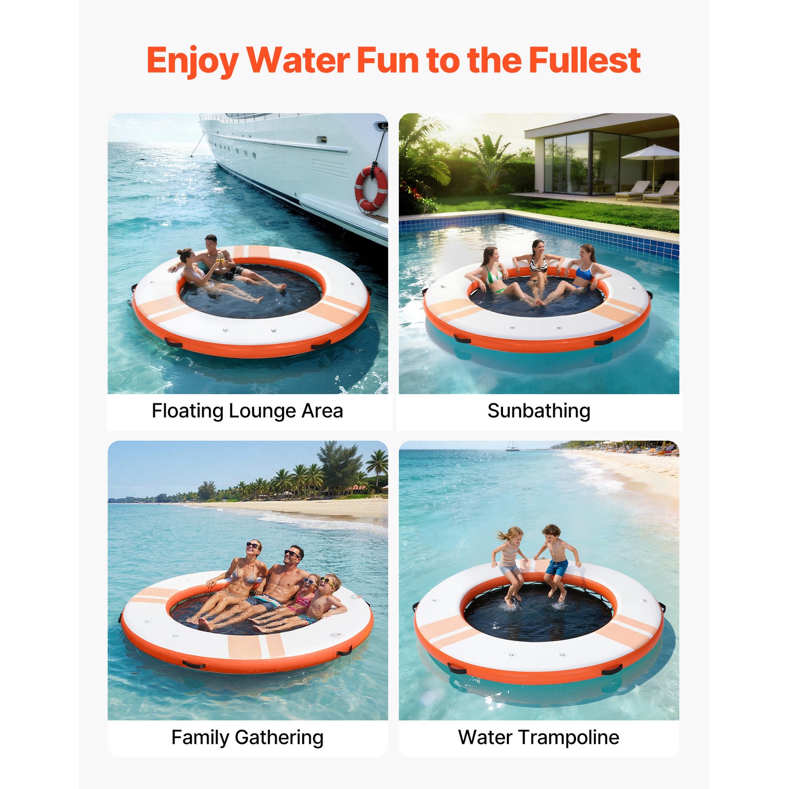 Uimoso Inflatable Floating Dock 8′ 10′ 8.5′ 15’x6.5′ w/ Bag & Ladder & Mesh Pool