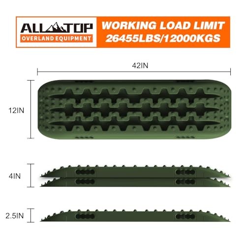 Recovery Traction Boards, 2PCS & Mounting Kit, Reinforced Off Road Army Green