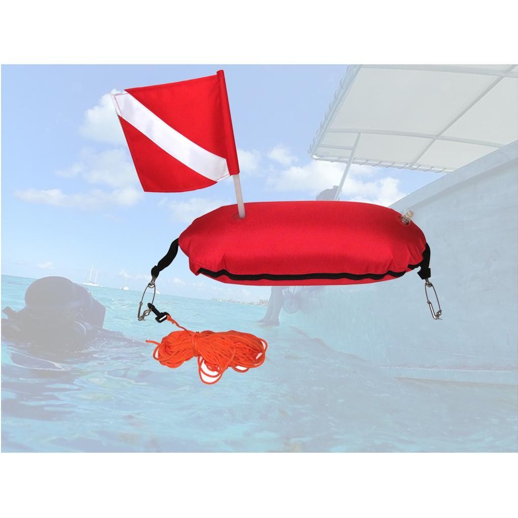 Durable Nylon Spearfishing Torpedo Buoy Snorkeling Float Dive Flag Rope Line