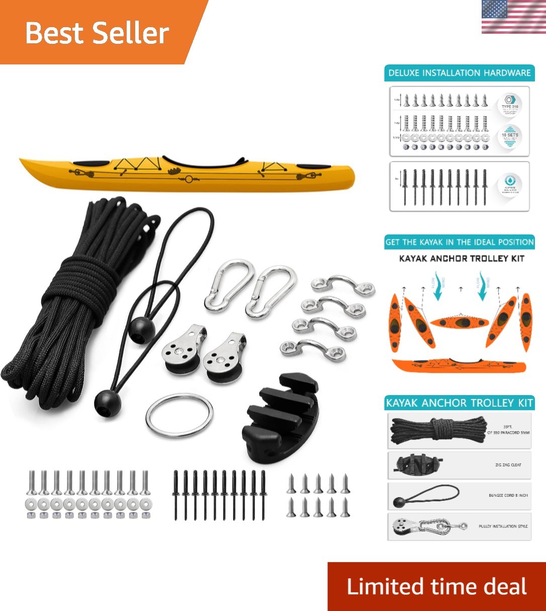 Kayak Anchor Trolley Kit Anchor Wizard Kayak LeverLock Anchor Trolley,Anchor …