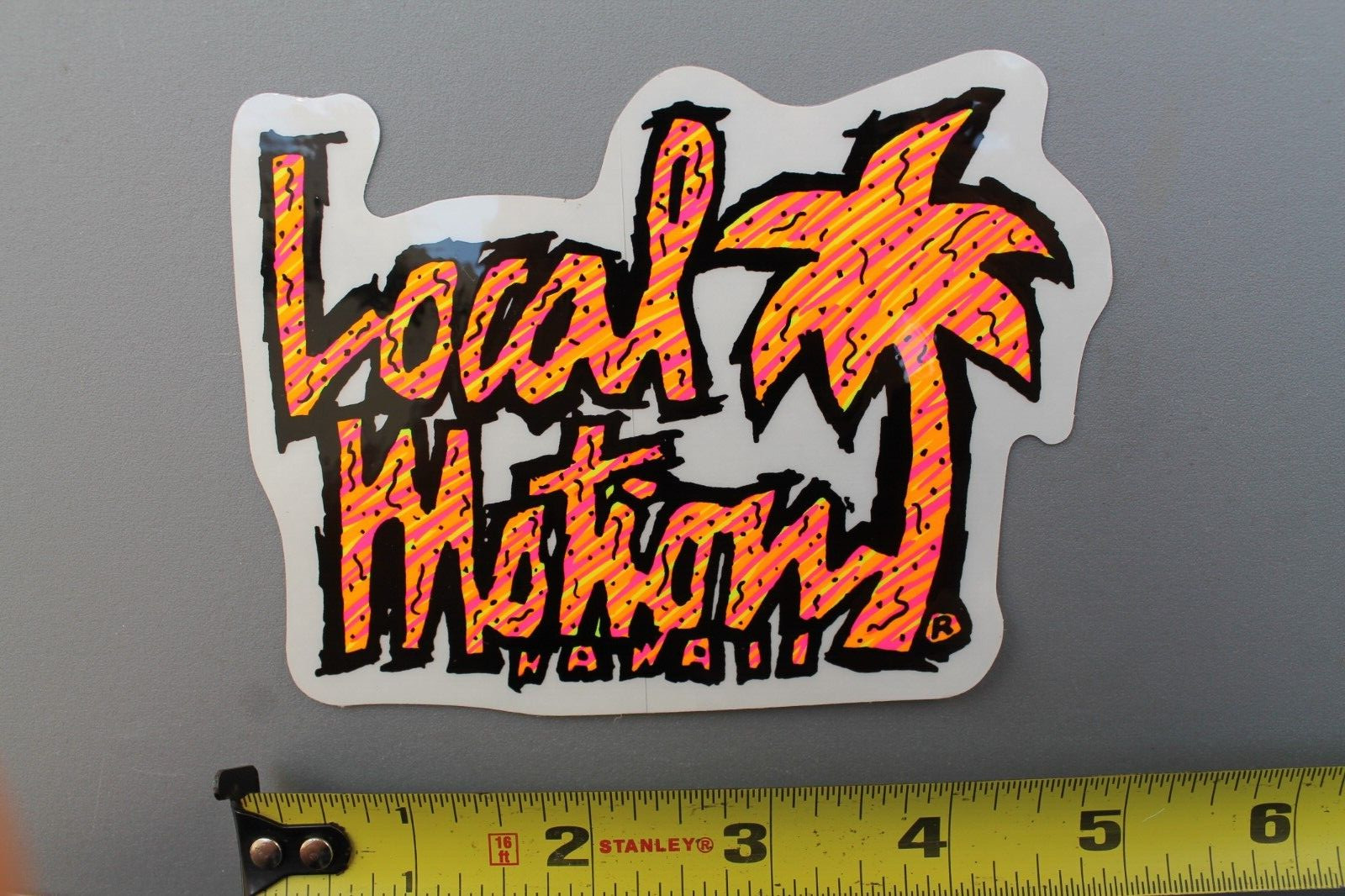 LOCAL MOTION Hawaii Clear Neon Aloha Orange OG LM2 80’s Vintage Surfing STICKER