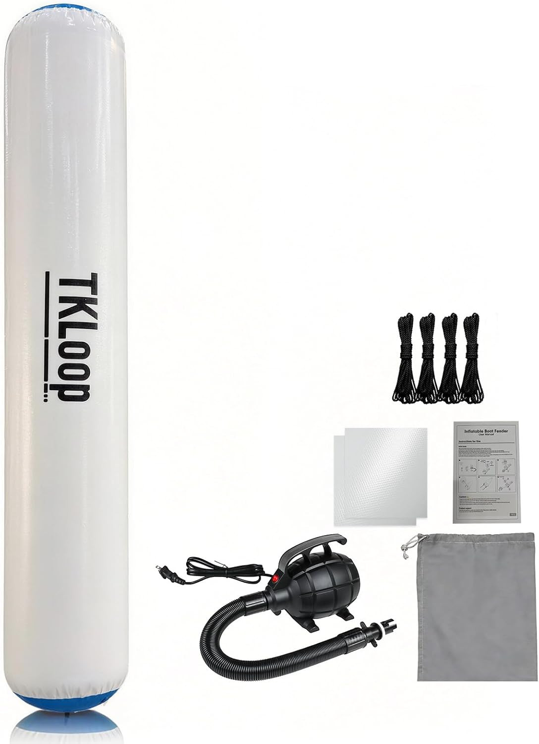 Heavy-Duty Inflatable Boat Fenders with D-Rings, Bag & Repair Kit