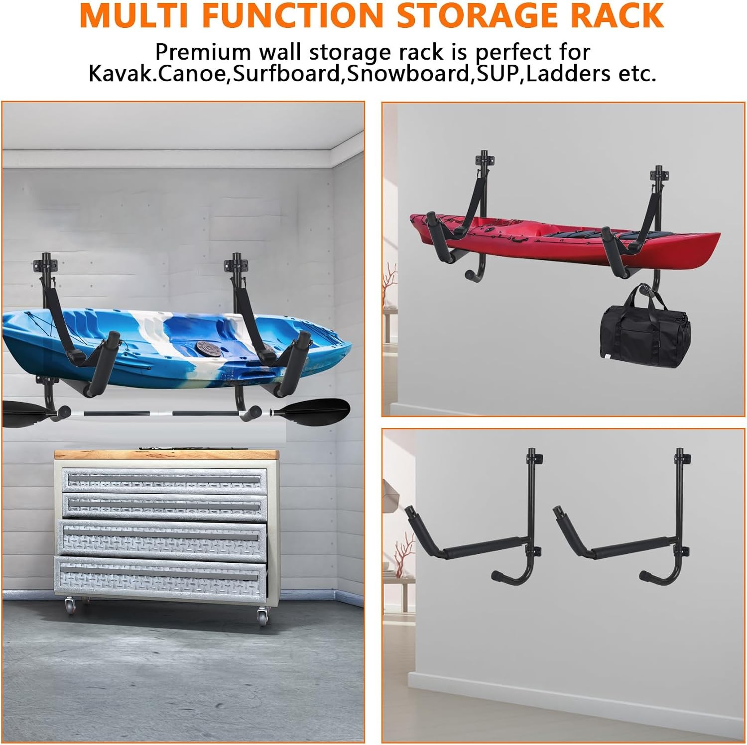 Kayak Storage Rack,Kayak Wall Mount,Heavy Duty Kayak Rack for Garage,Folding