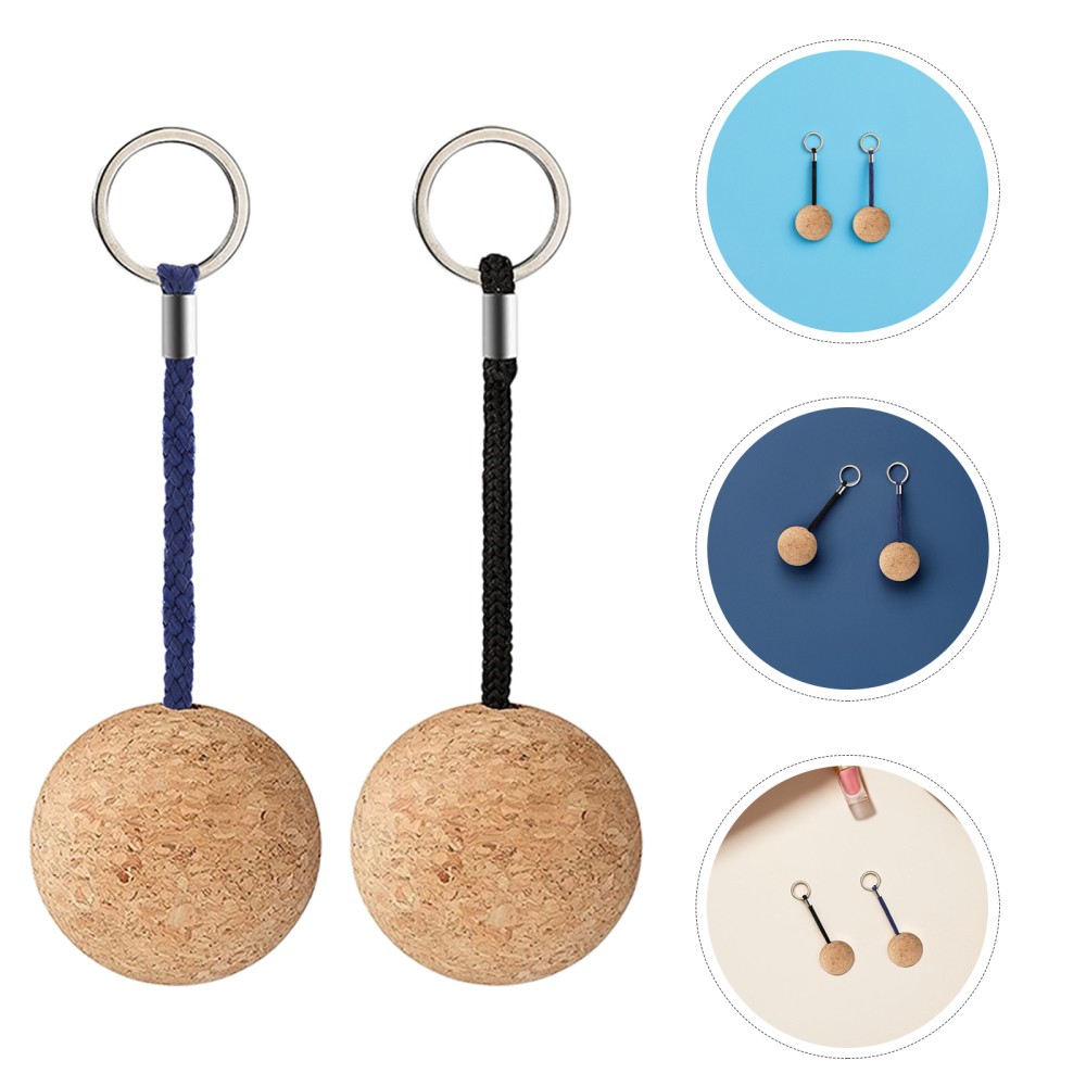 6Pcs Durable Cork Floating Keychains Lightweight Wood Ball for Boating Kayaking