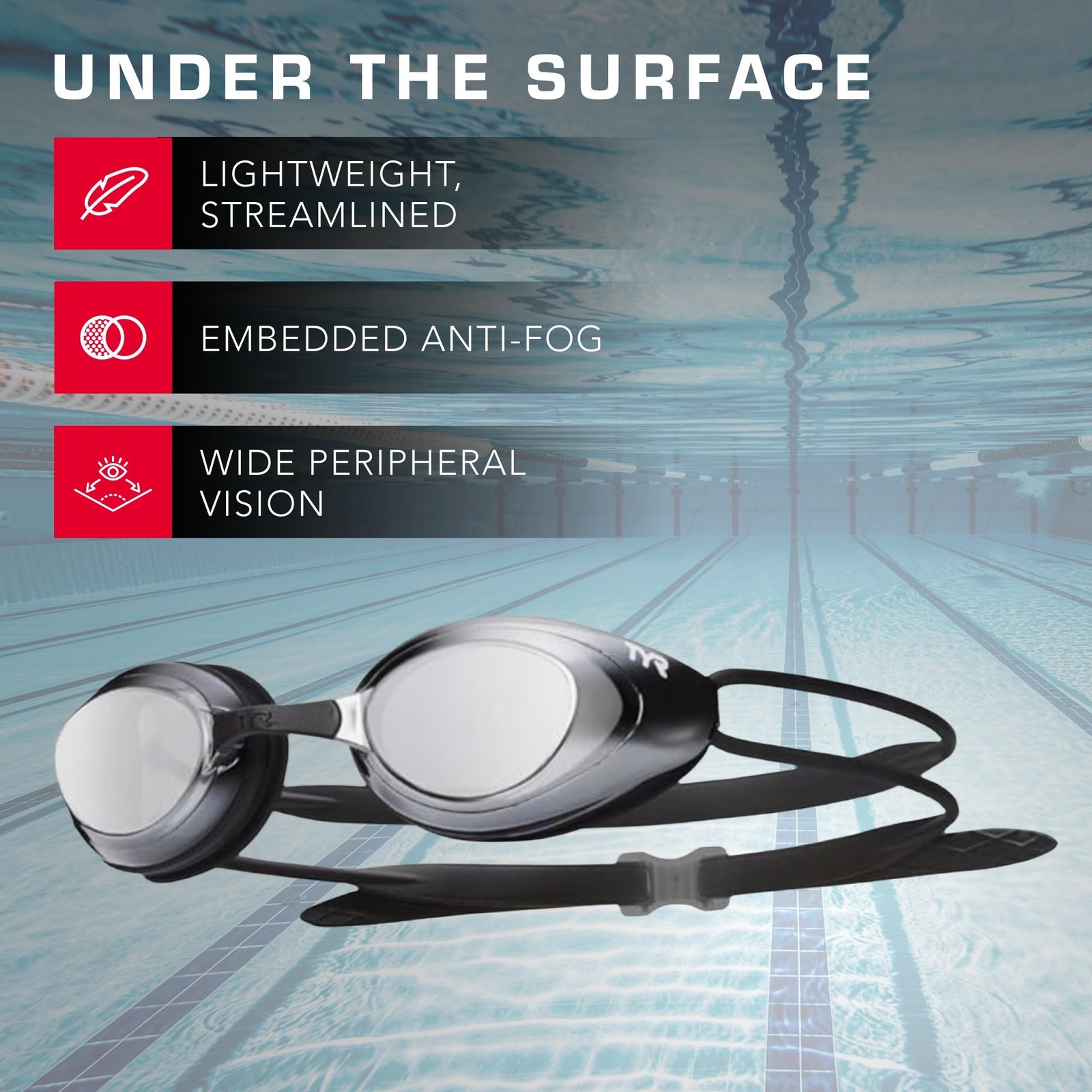 TYR Blackhawk Racing Swim Goggles – Adult Swimming One Size, Black
