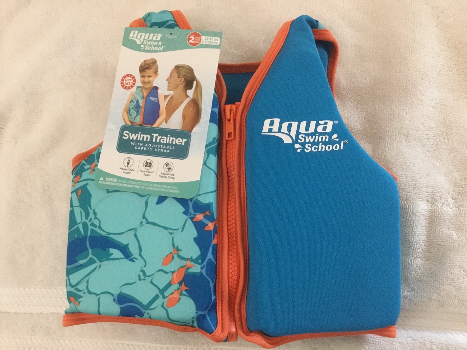 Aqua Swim School Swim Trainer 2-4 Years,25-37 Pounds,Adj. Safety Strap,NEW