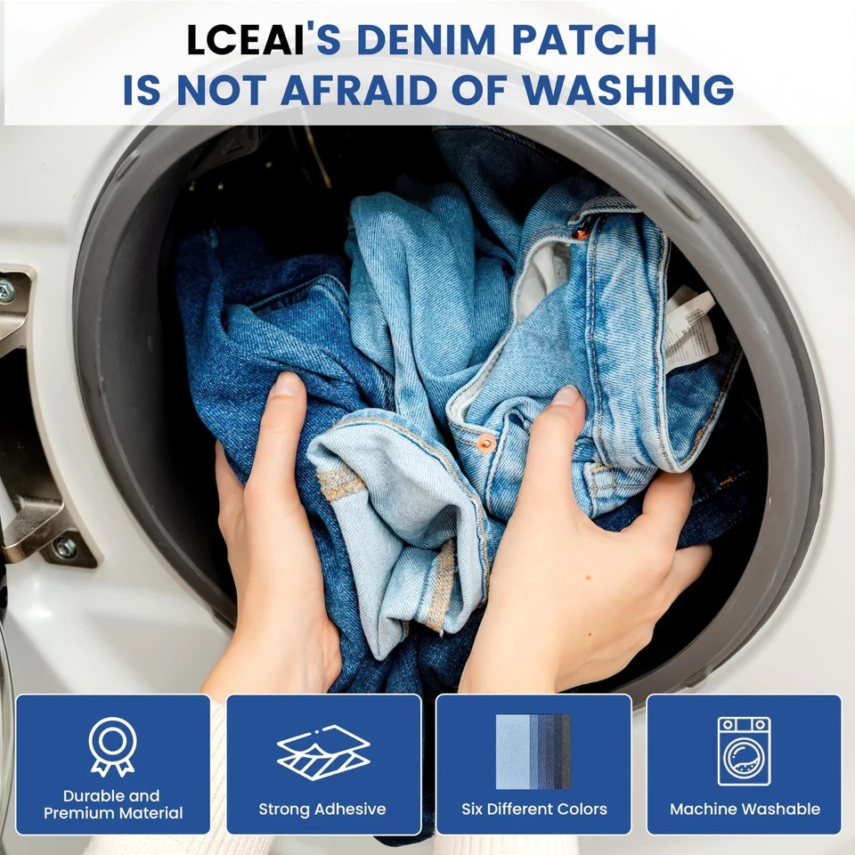 Denim Patches for Inside Jeans – Iron On 4 in x 60 (1 Pack), Black
