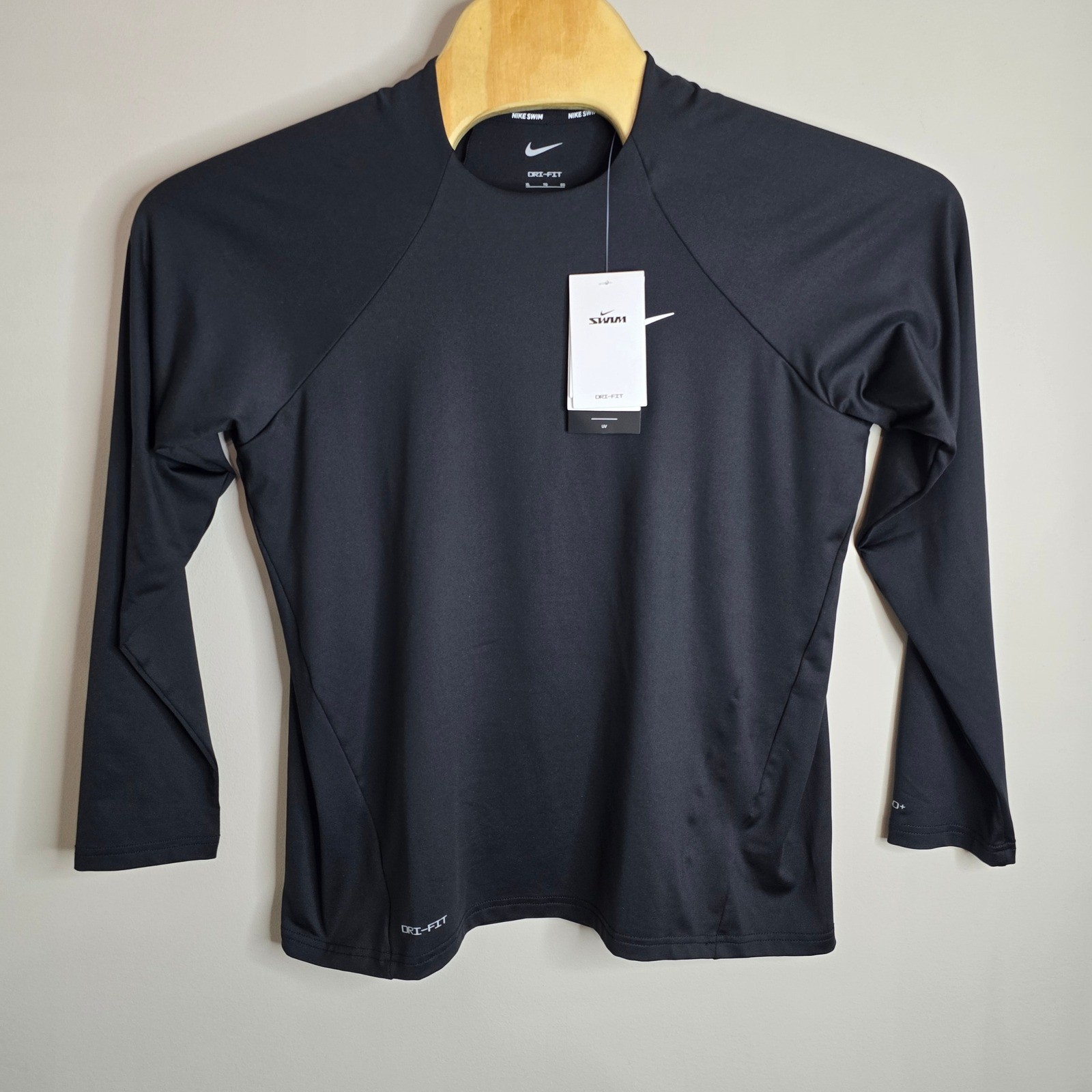 Nike Swim Mens Dri-FIT Long Sleeve Rash Guard Black UPF 40+ NESSA386-001 XL
