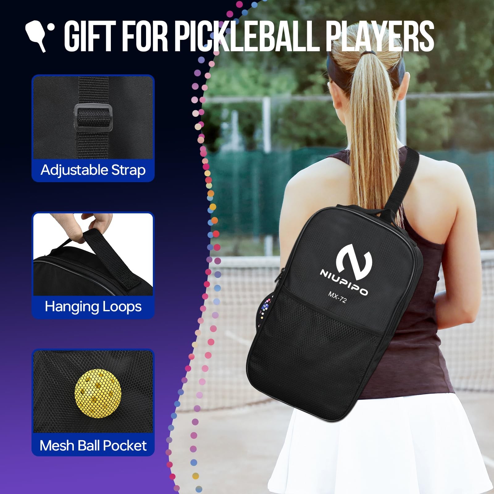 Niupipo Pickleball Paddles Fiberglass Surface Pickleball Set Lightweight Pickle