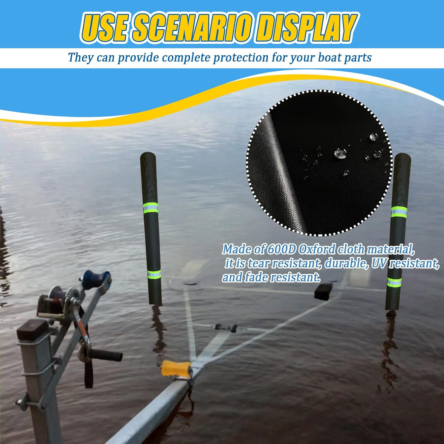 36 Inch Thickened Foam Boat Trailer Guide Pole Pad and Cover with Capped End and