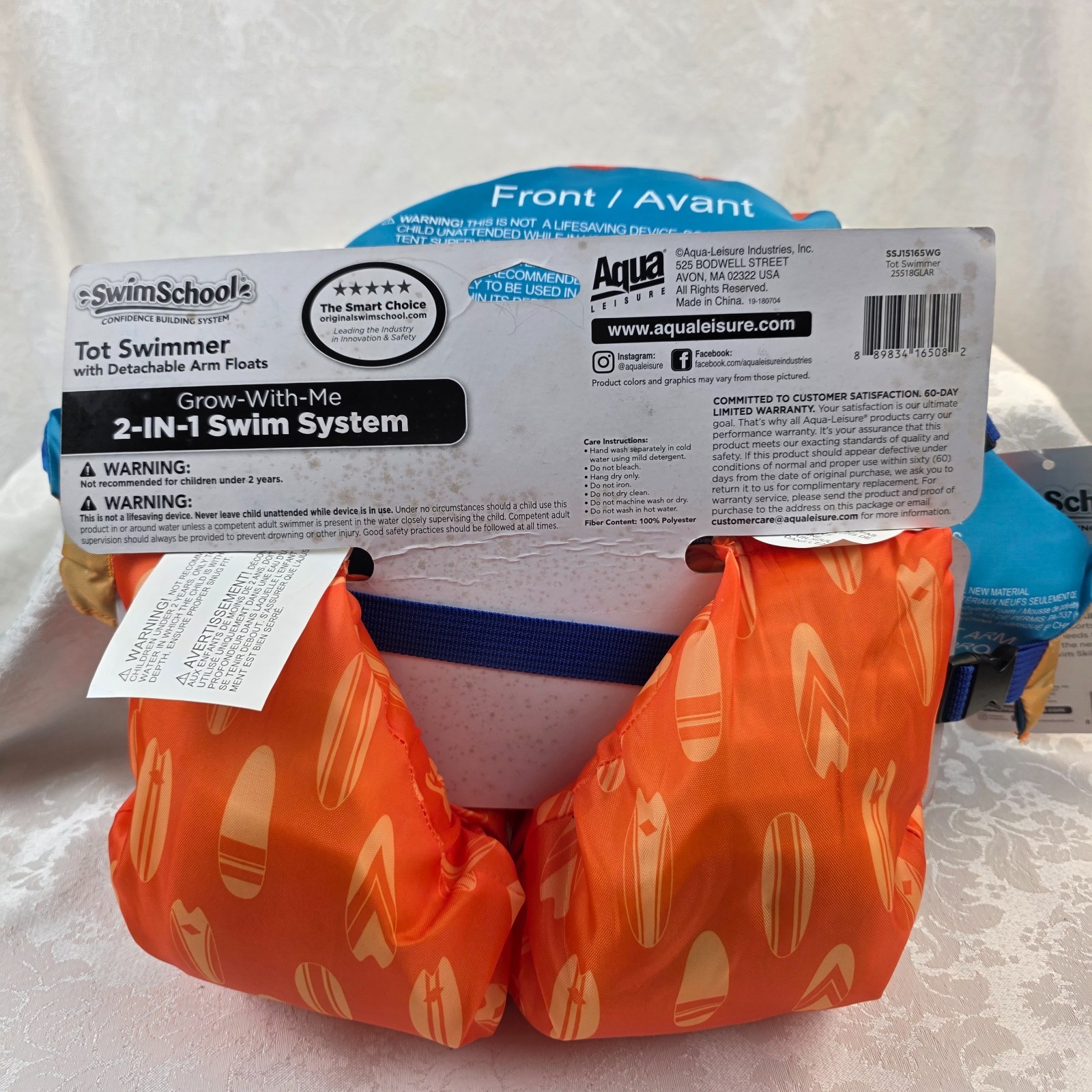 Child Swim Chest and Arm Floats 4-6 yrs made by Swimschool Frog orange
