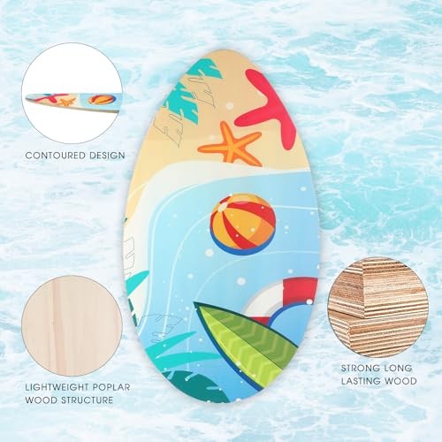 HQO LOVL 35 inch Skim Board for Kids Adults Wooden Skim Boards with High Beach