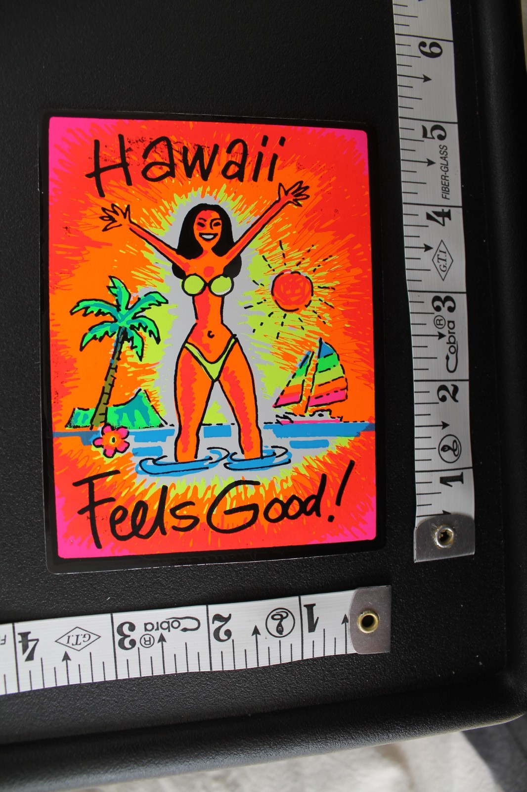 Hawaii Feels Good Aloha Neon Orange Sexy Silver OG V6B Vintage Surfing STICKER