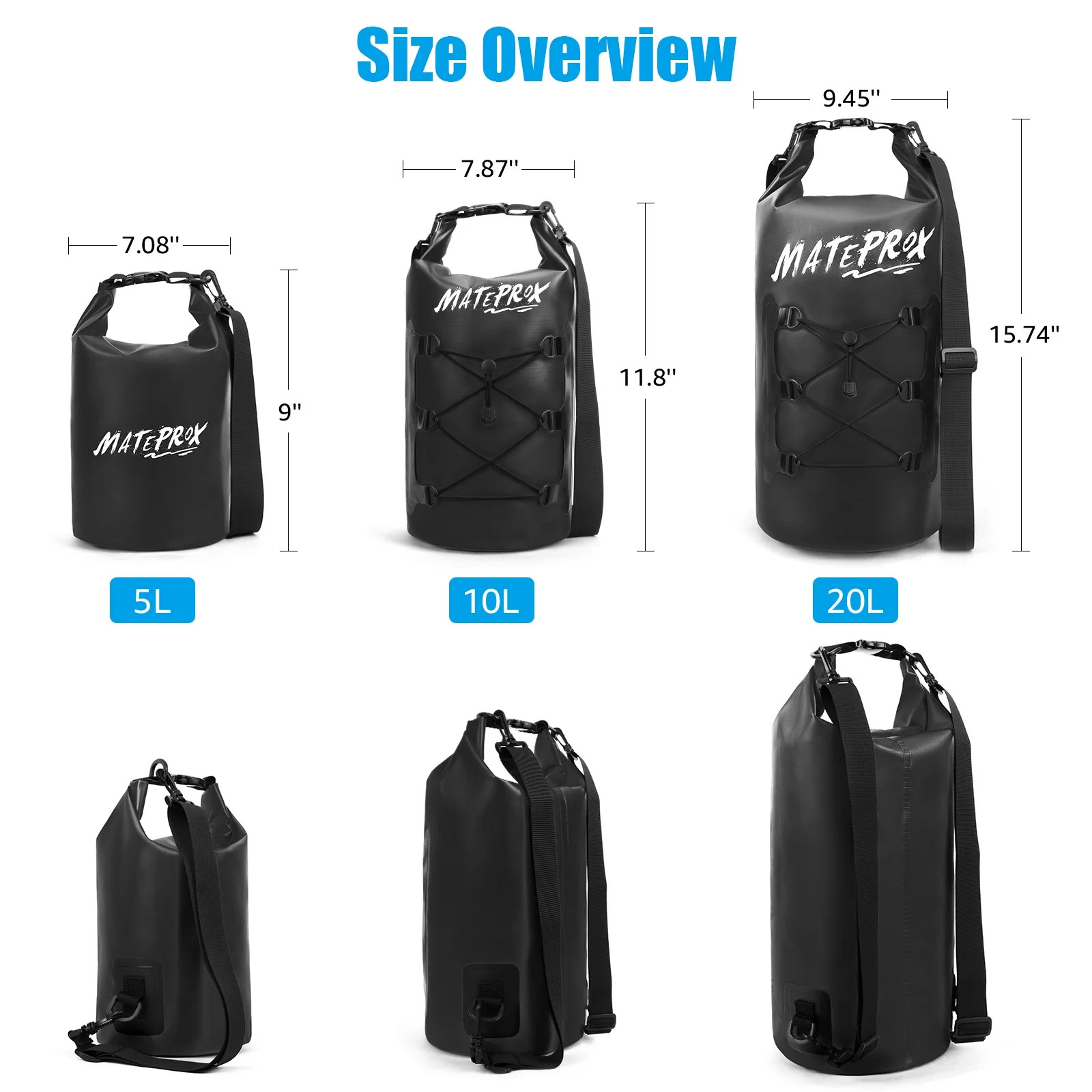 Waterproof Dry Bag, 20L Floating Dry Pouch Beach Bags for Kayaking Boating Rafti