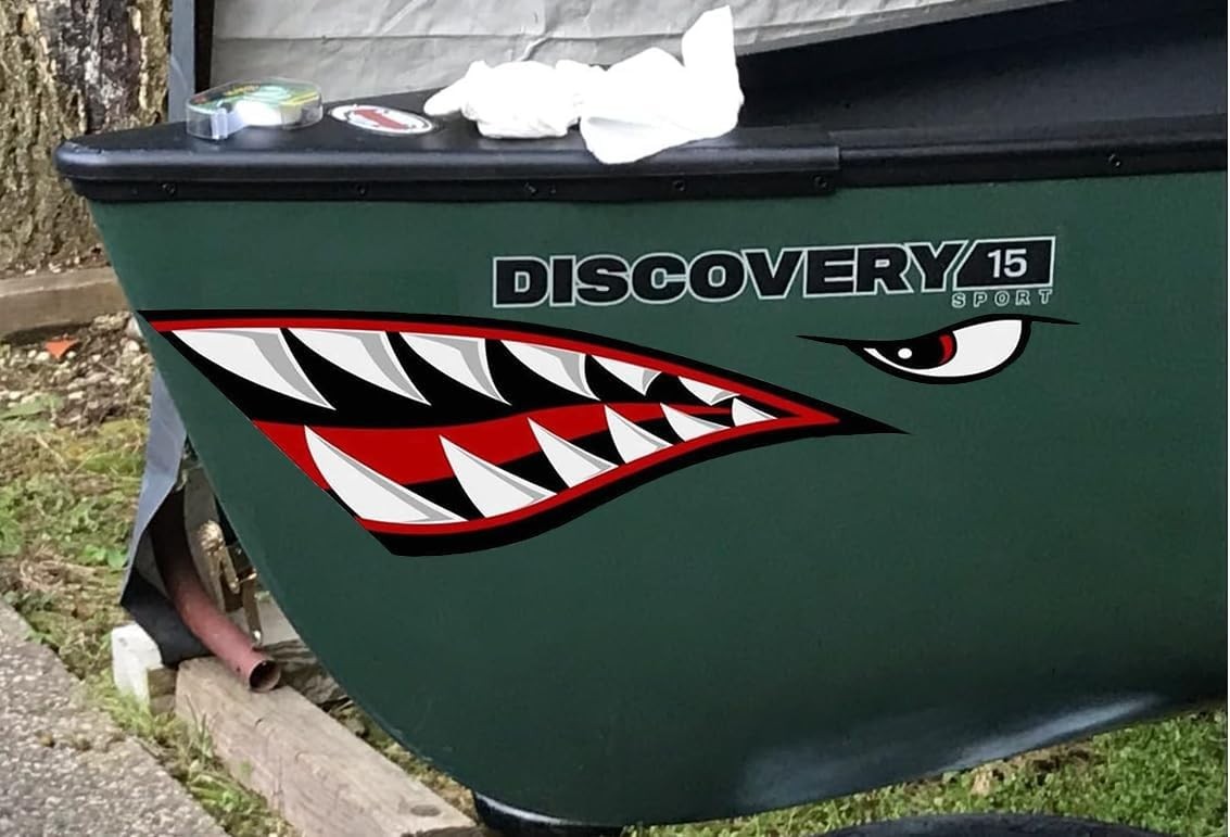 2 Pieces Shark Teeth Mouth Kayak Stickers, Waterproof DIY Funny Shark Teeth Mout