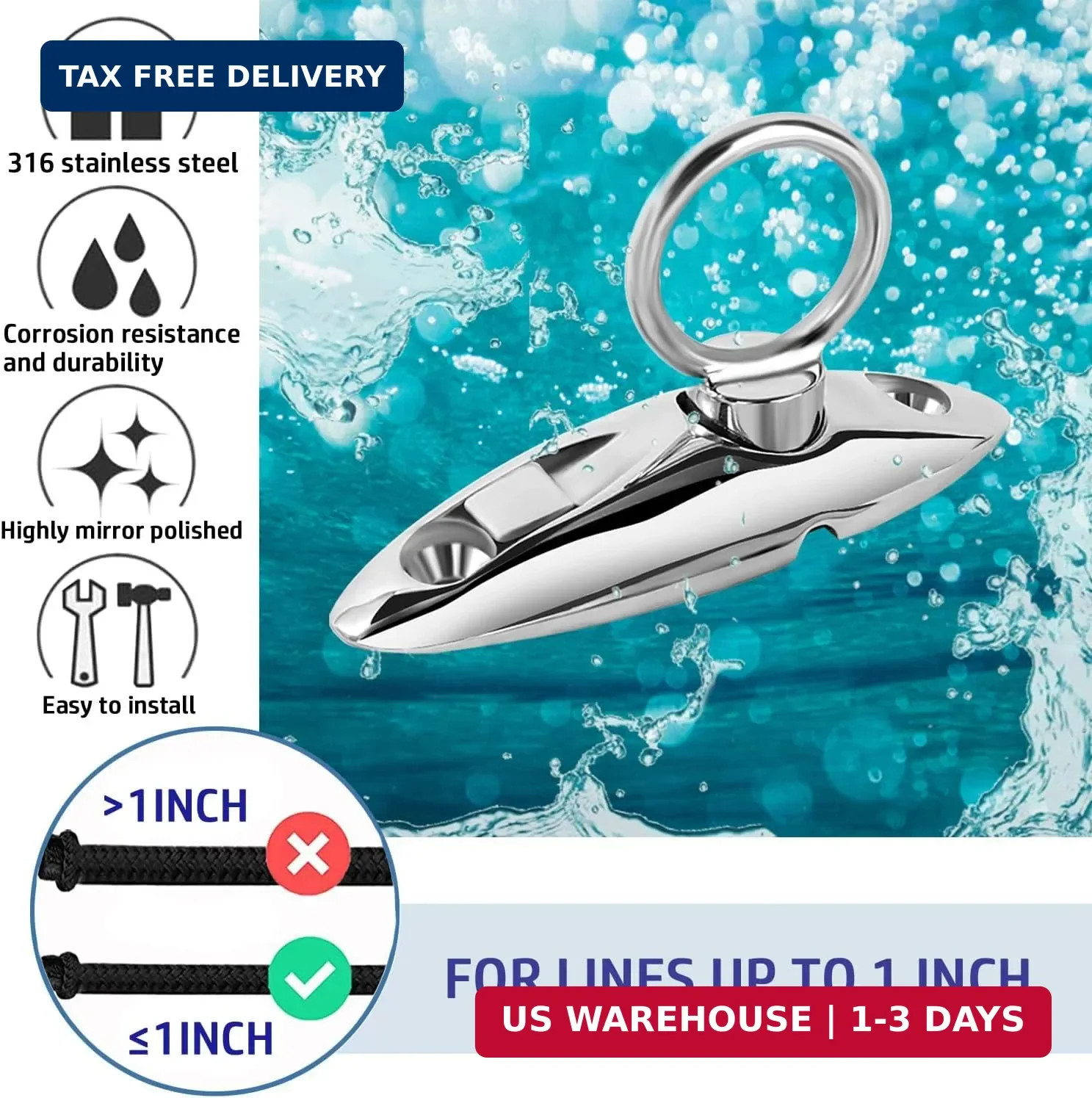 Fender Quick Release Clip 316 Stainless Steel Boat Fender Lock Kit,Boat Rail Fen