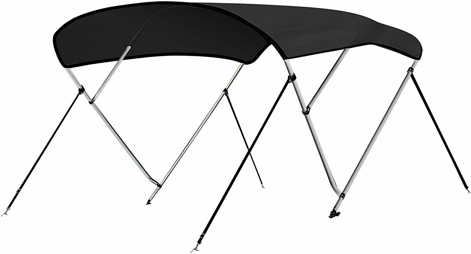 SereneLife Waterproof Boat Bimini Top Cover 6ft x 4ft / 8ft x 4ft – Black