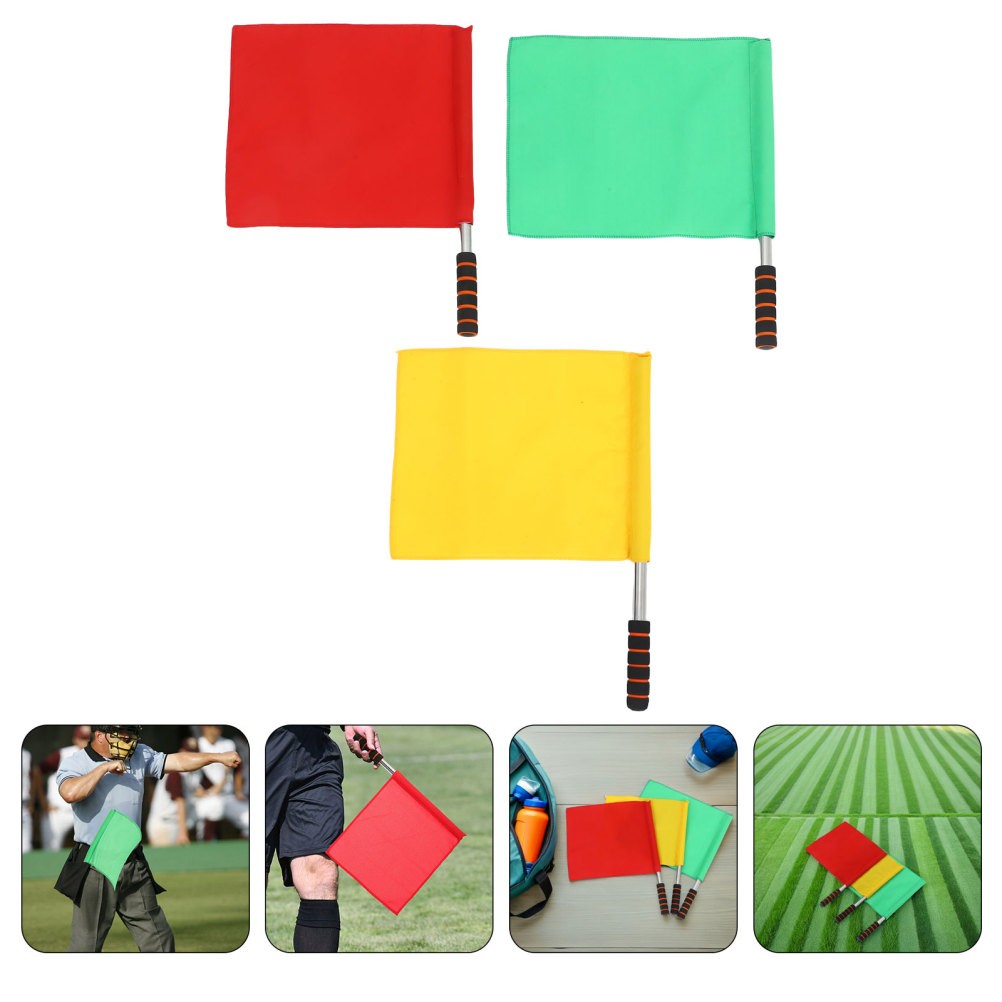 6Pcs High Visibility Referee Hand Flags Assorted Red Yellow Green Colors