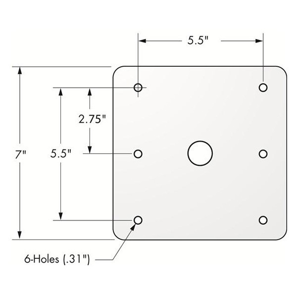 Snap-Lock™ 7″ L x 7″ W Stainless Steel Square Base for 1-3/4″ D Post,