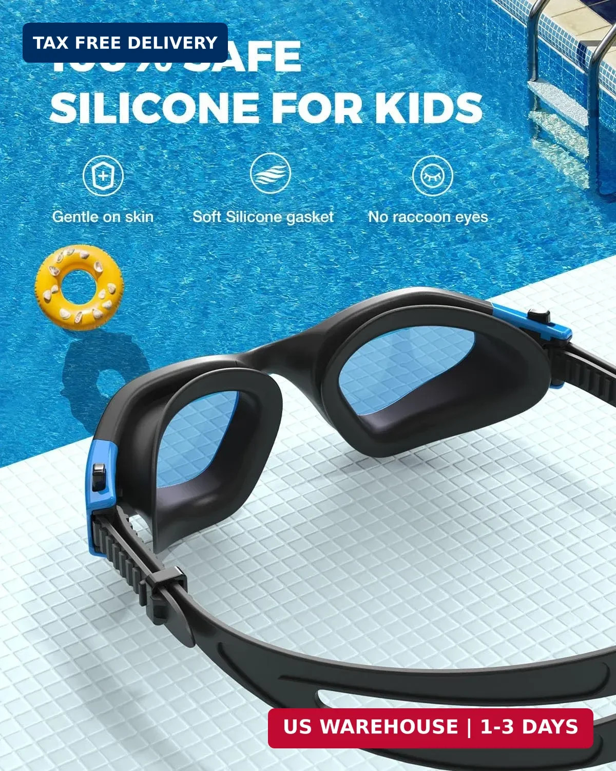Kids Swim Goggles P2mini Lite Clear Lens Anti Fog UV Protection Age 6-14 Pool