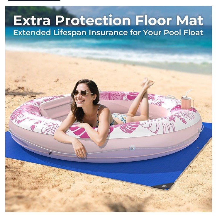 Luxury Tanning Pool (PINK) Inflatable Float w/ Pillow 75×75 in Age 3+ 500Lb