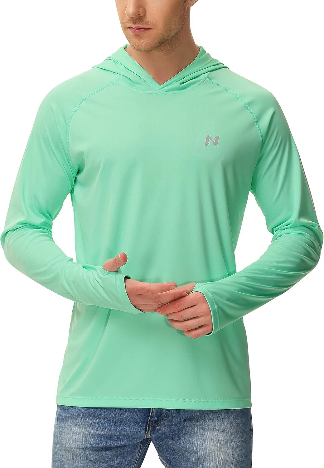 Men’s UPF 50+ Hooded Sun Shirt Long Sleeve Fishing Swim Rash Guard Top