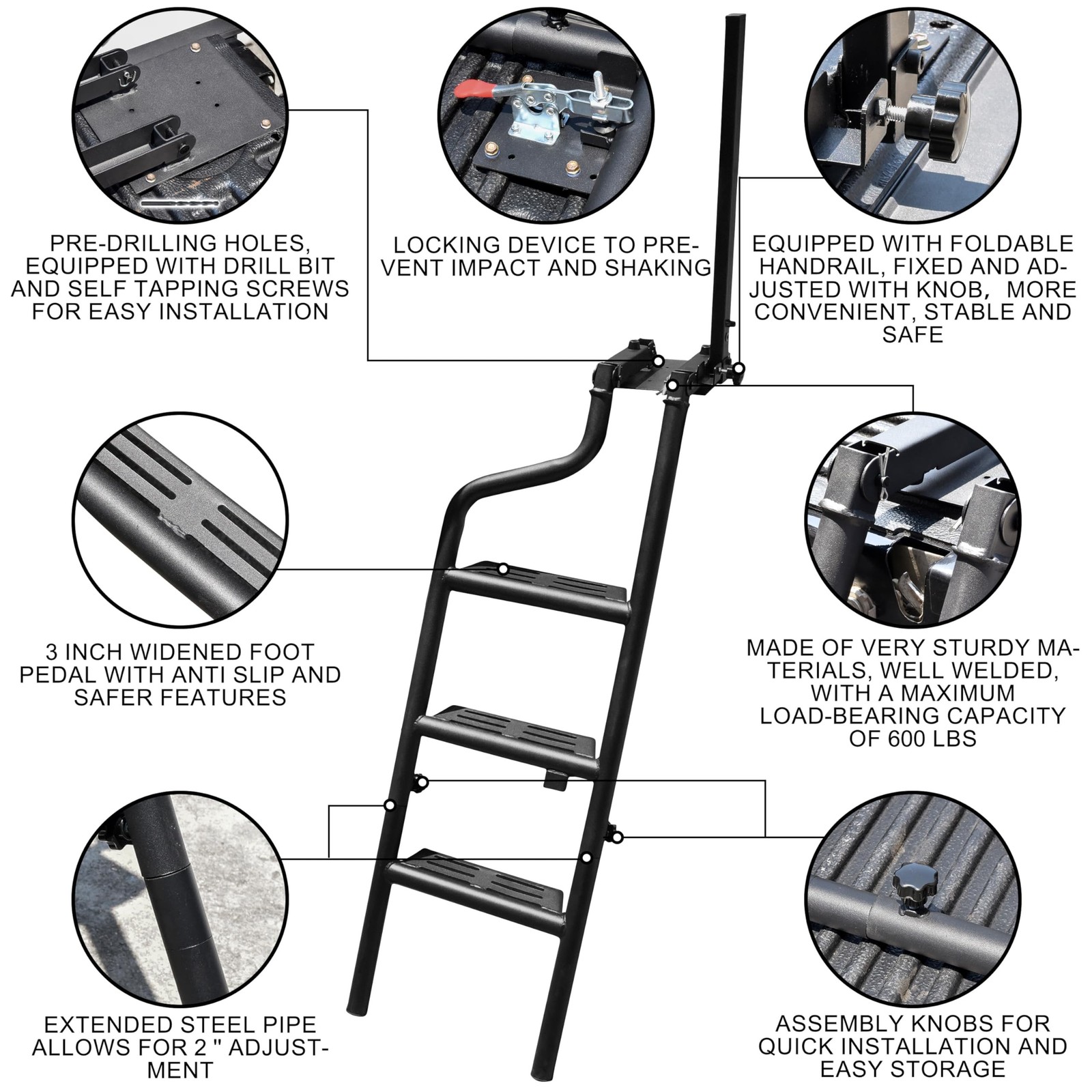 42” Universal Tailgate Ladders for Pickup Truck, Heavy Duty Foldable Pickup …