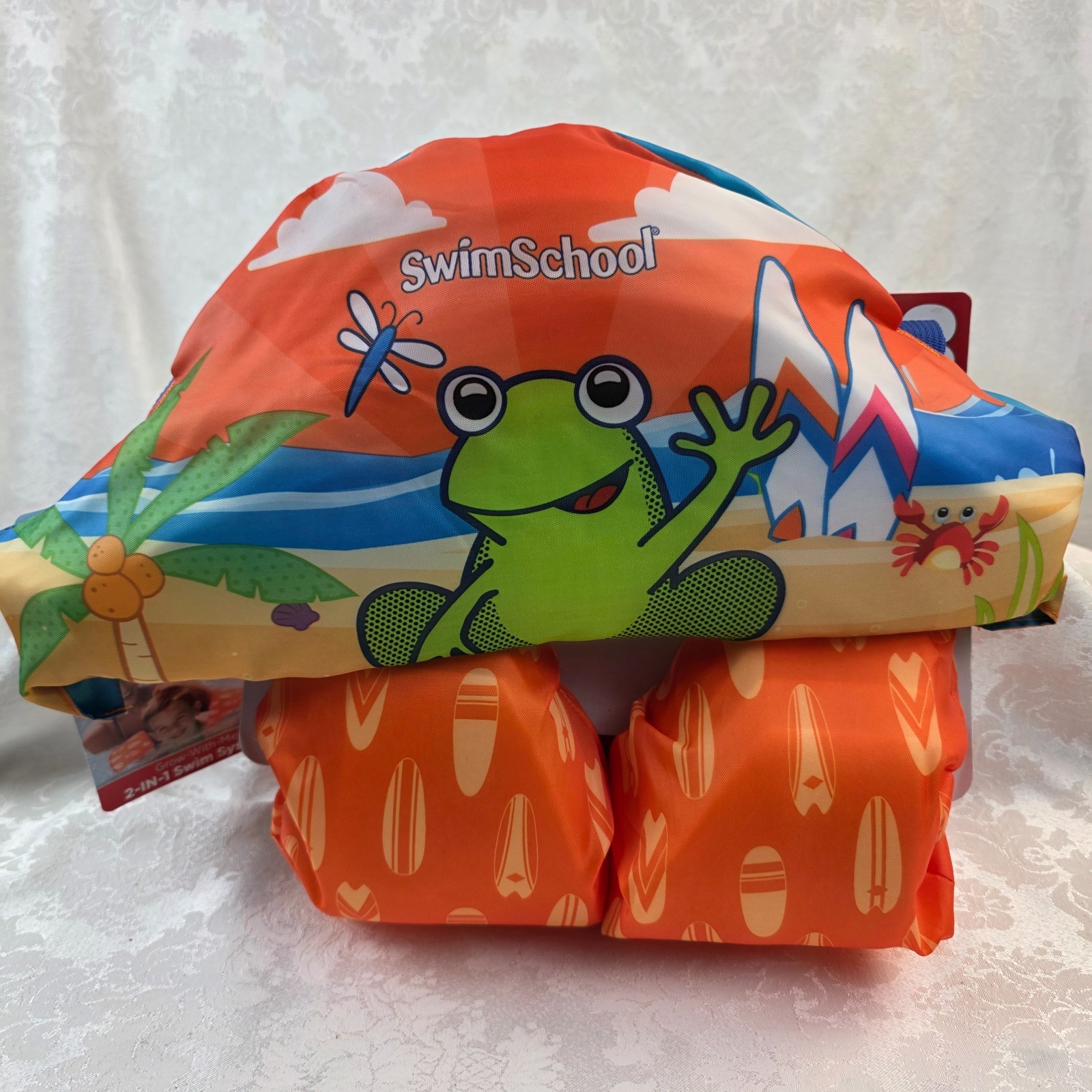 Child Swim Chest and Arm Floats 4-6 yrs made by Swimschool Frog orange