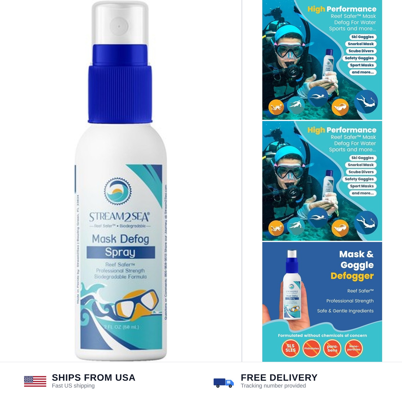 STREAM 2 SEA Reef Safe Anti-Fog Spray for Swim Goggles, Snorkel, Scuba & Ski …