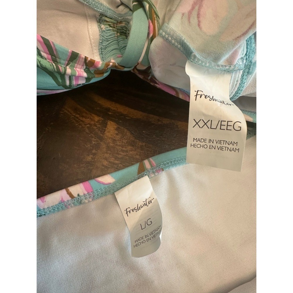 Tankini Swimsuit Top XXL & Bottom L Set Freshwater Floral Halter 2 Piece NWOT