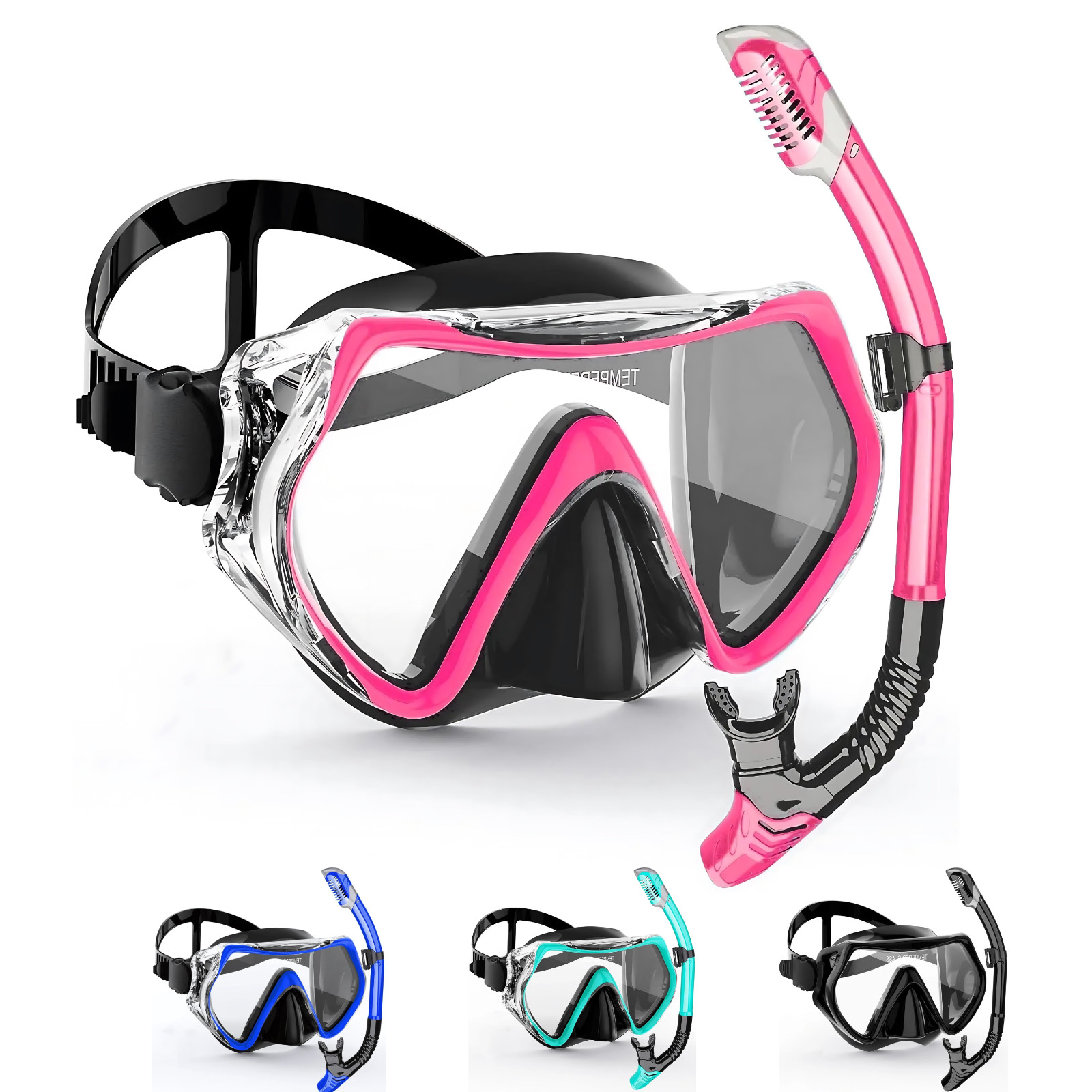 Adult Tempered Glass Diving Set Scuba Anti-Fog Goggles and Snorkeling Mask Tube