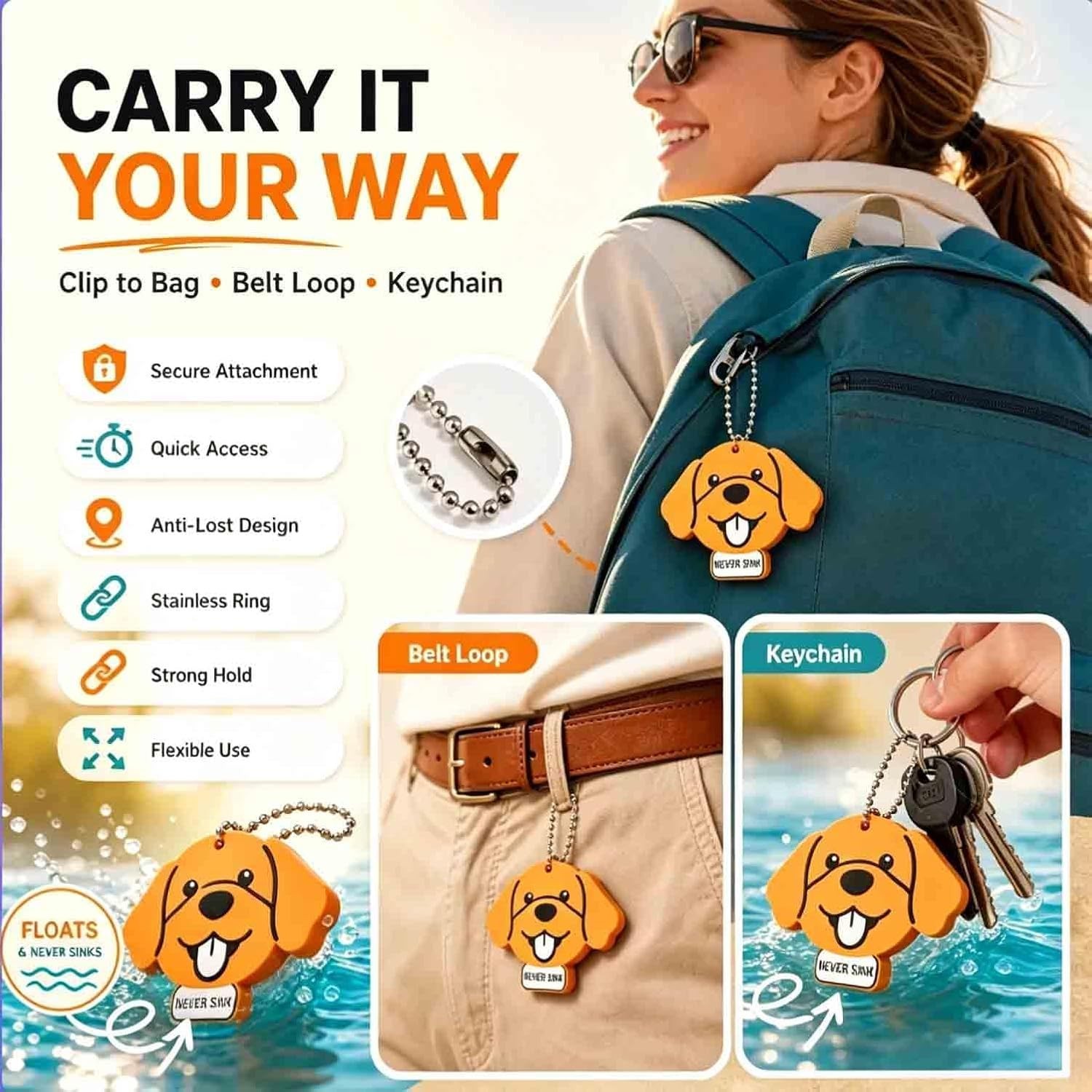 Floating Keychain for Keys, Retriever Dog Buoy with Chain, Buoyant Key Float …