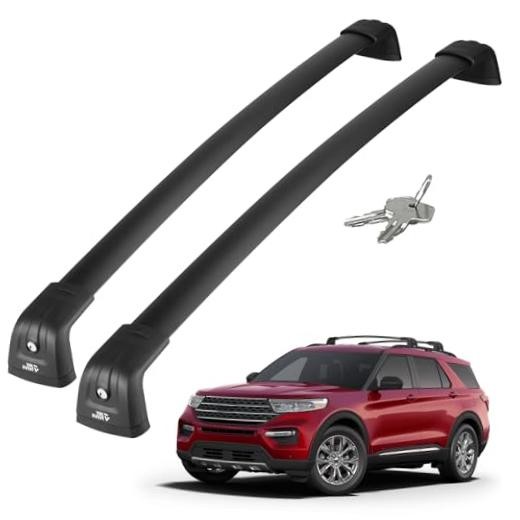 300lbs Aluminum Lockable Roof Rack Cross Bars Ford Explorer 2020-2026