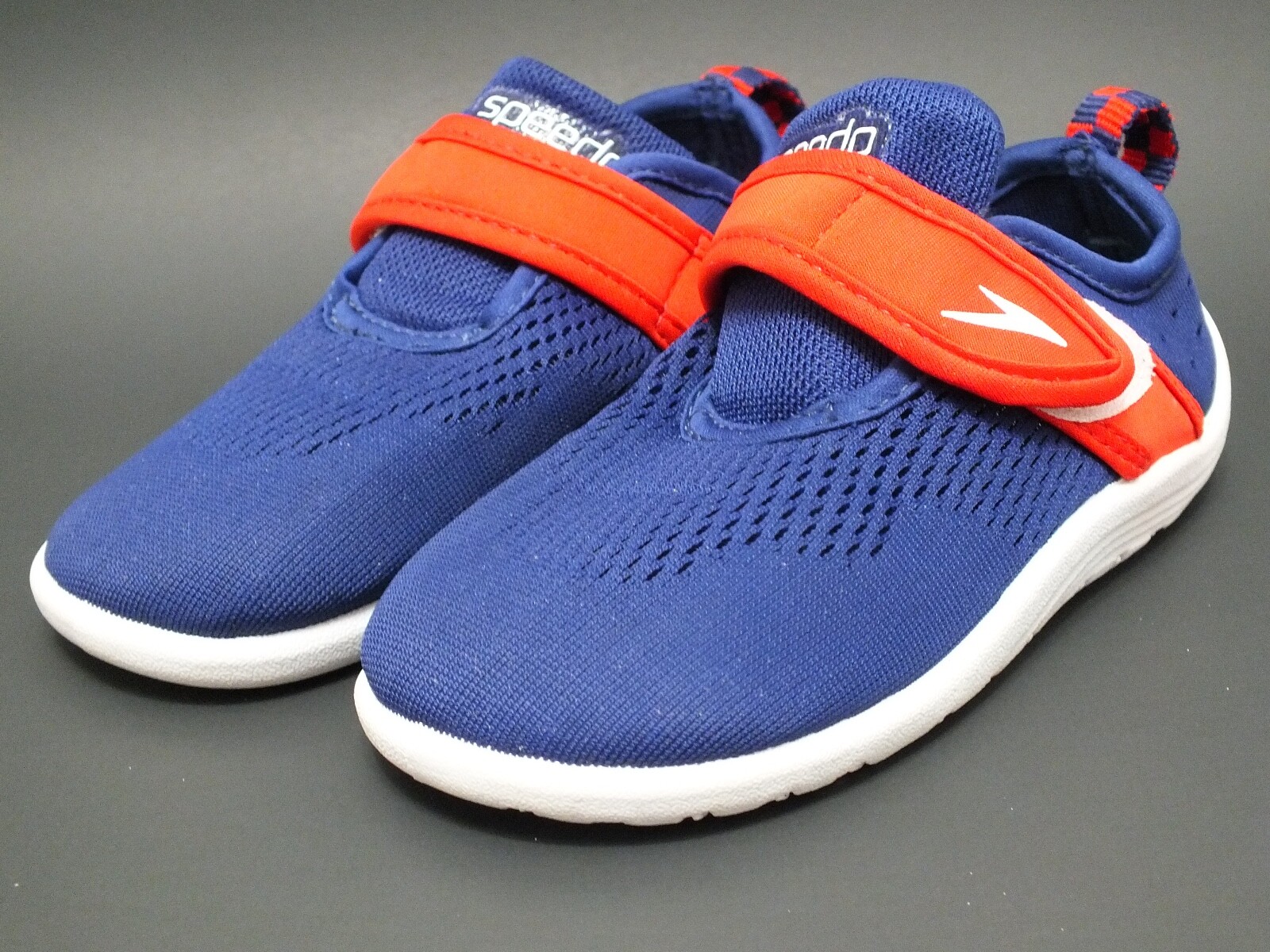 Speedo Toddler’s Explorer Water Shoes Blue/Red/White Sz Large EUC