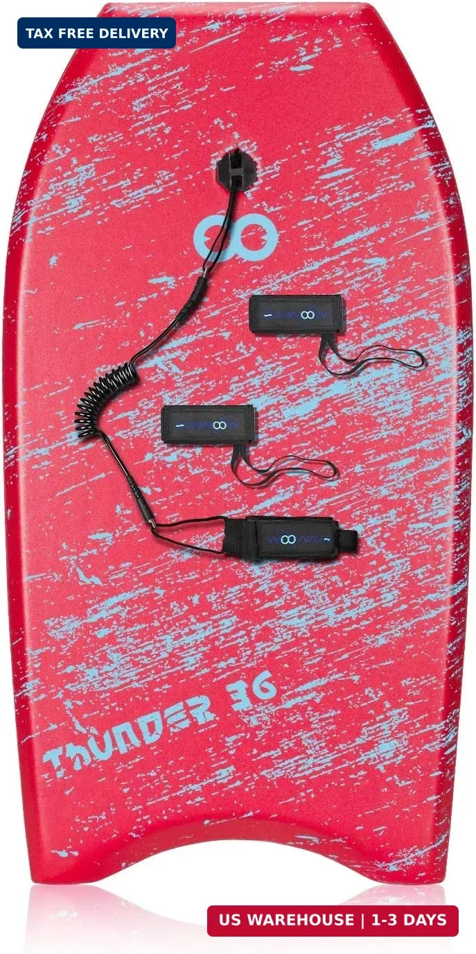 WOOWAVE Bodyboard 33-inch/36-inch/41-inch Super Lightweight Body Board with Coil
