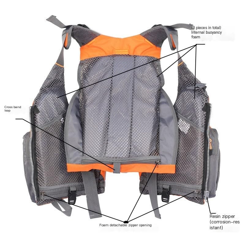 JKSPORTS Fly Fishing Vest Fishing Safety Life Jacket for Swimming Sailing Boa…
