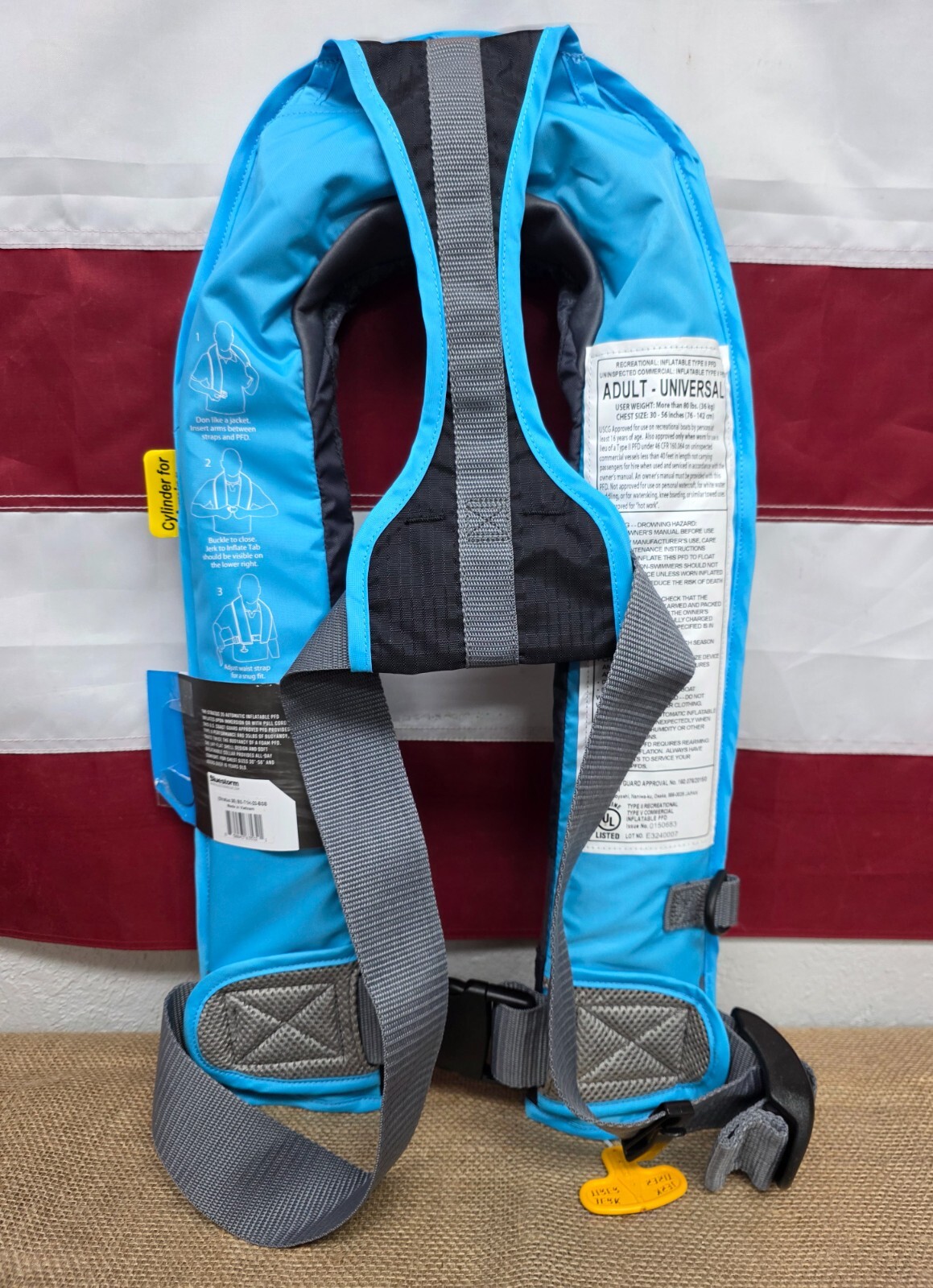 Bluestorm Stratus 35 COASTAL BLUE Inflatable Life Jacket USCG Approved Type2 PFD