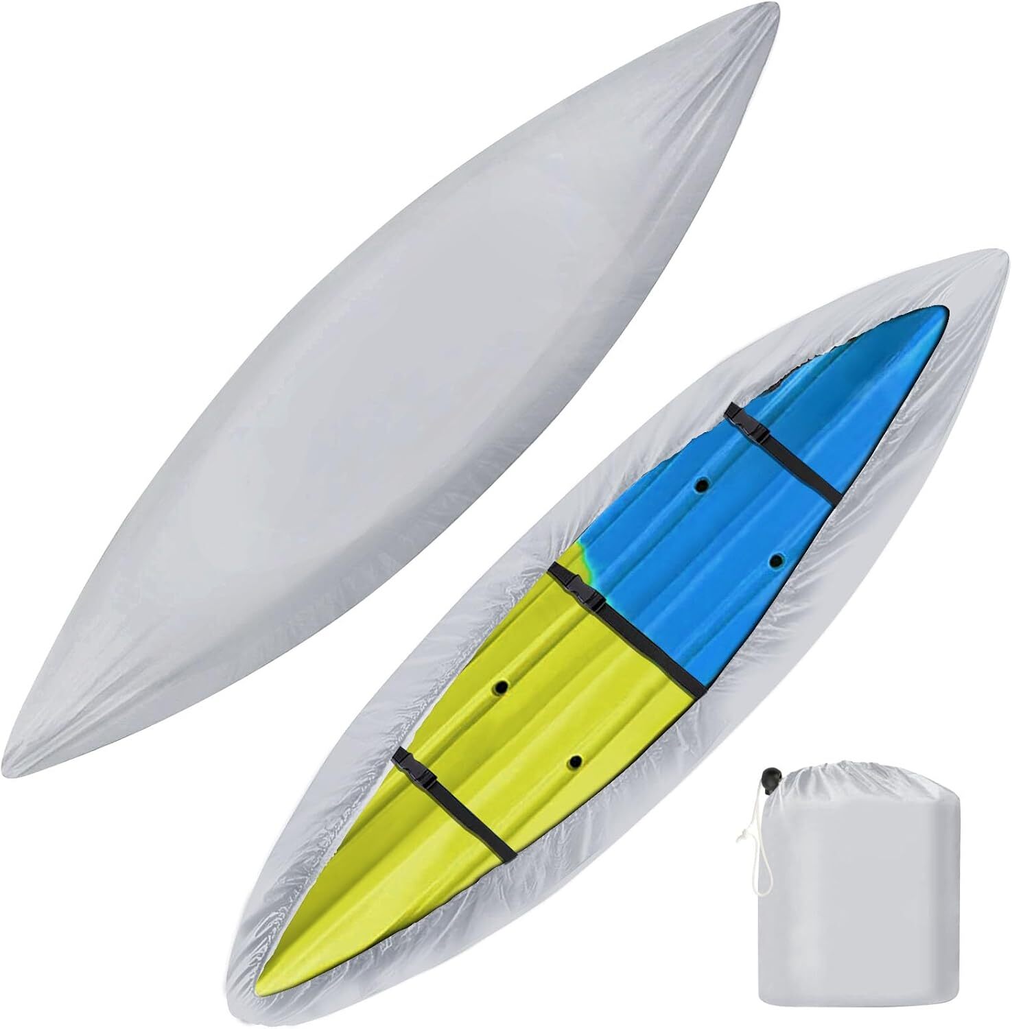 iCOVER Kayak Cover, Canoe Cover, UV Resistant SUP Boat Cover,Silver/Blue/Black