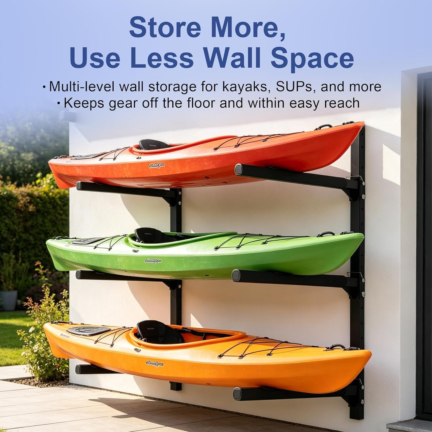 Kayak Wall Rack, Heavy Duty Wall Mount Storage Rack for Multiple Kayaks, with Ad