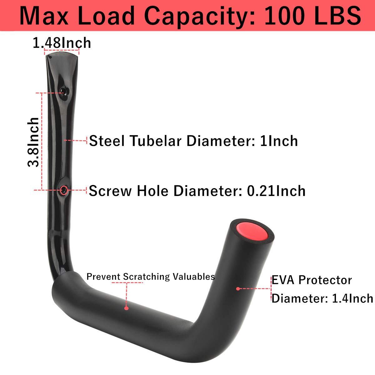 Kayak Steel Storage Rack 4 Pack Canoe Wall Mount Hooks 15inches Snowboard Hanger