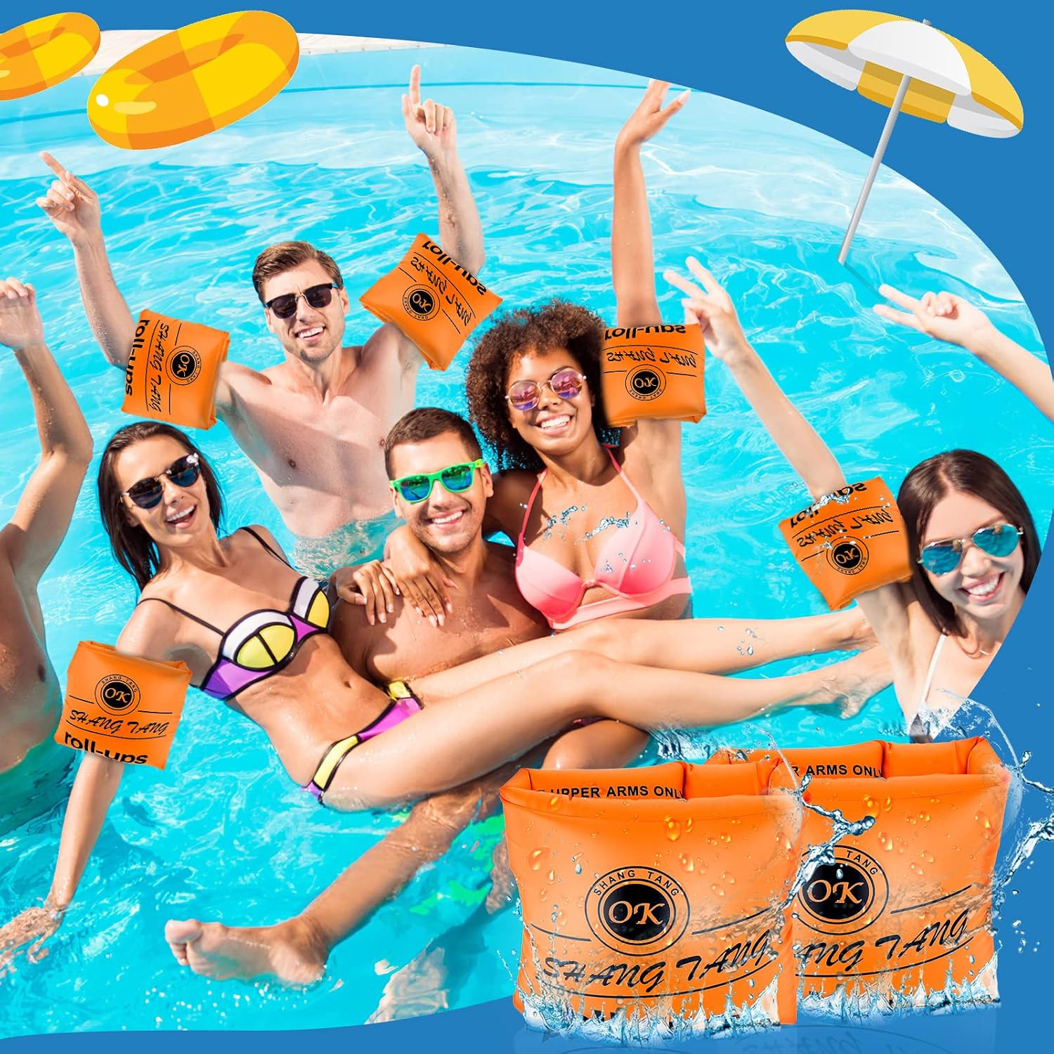 2 Pack Arm Floaties for Adults and Kids, Water Wings Inflatable Arm Swimming