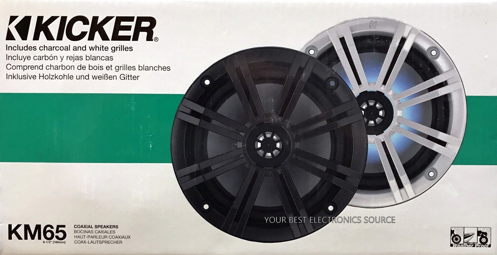 2 x Twin Polished Wakeboard Speaker Kicker 45KM654CW 6.5″ Marine Speaker