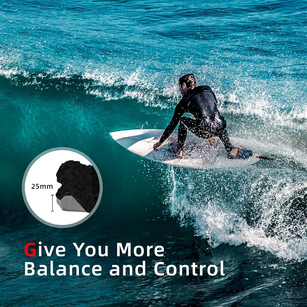 3-Piece EVA Surfboard Traction Pad, Deck Pad with Kicker for Boards | Traction