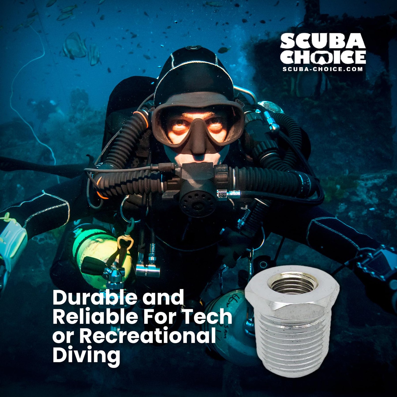 Scuba Choice Diving Dive Female 1/4 NPT to Male Din Adapter Thread