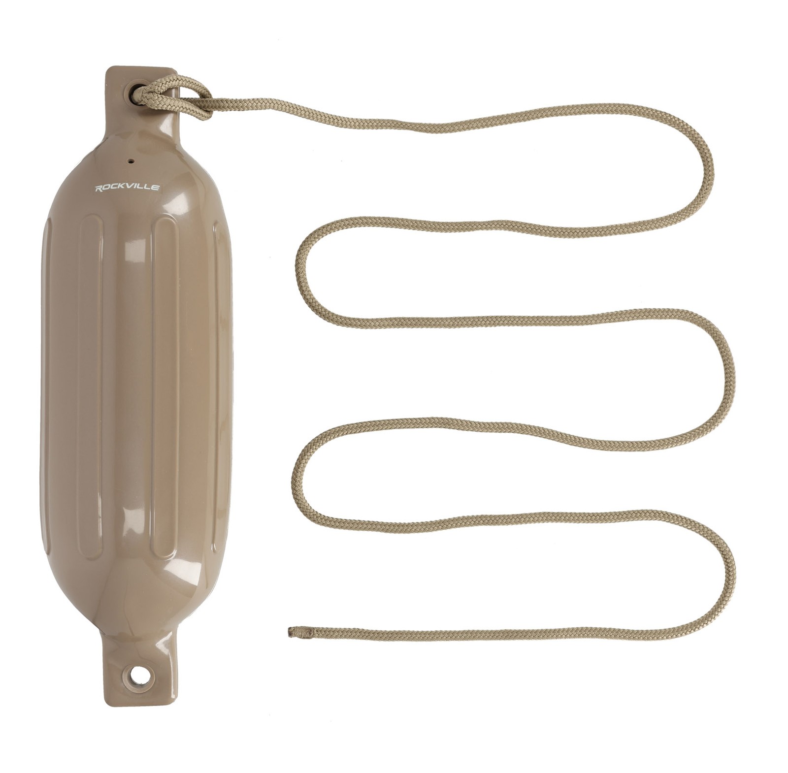 Rockville FEN465-SAND Boat Fender Package 4 Bumpers 6.5″x23″, 4 Covers, 4 Lines