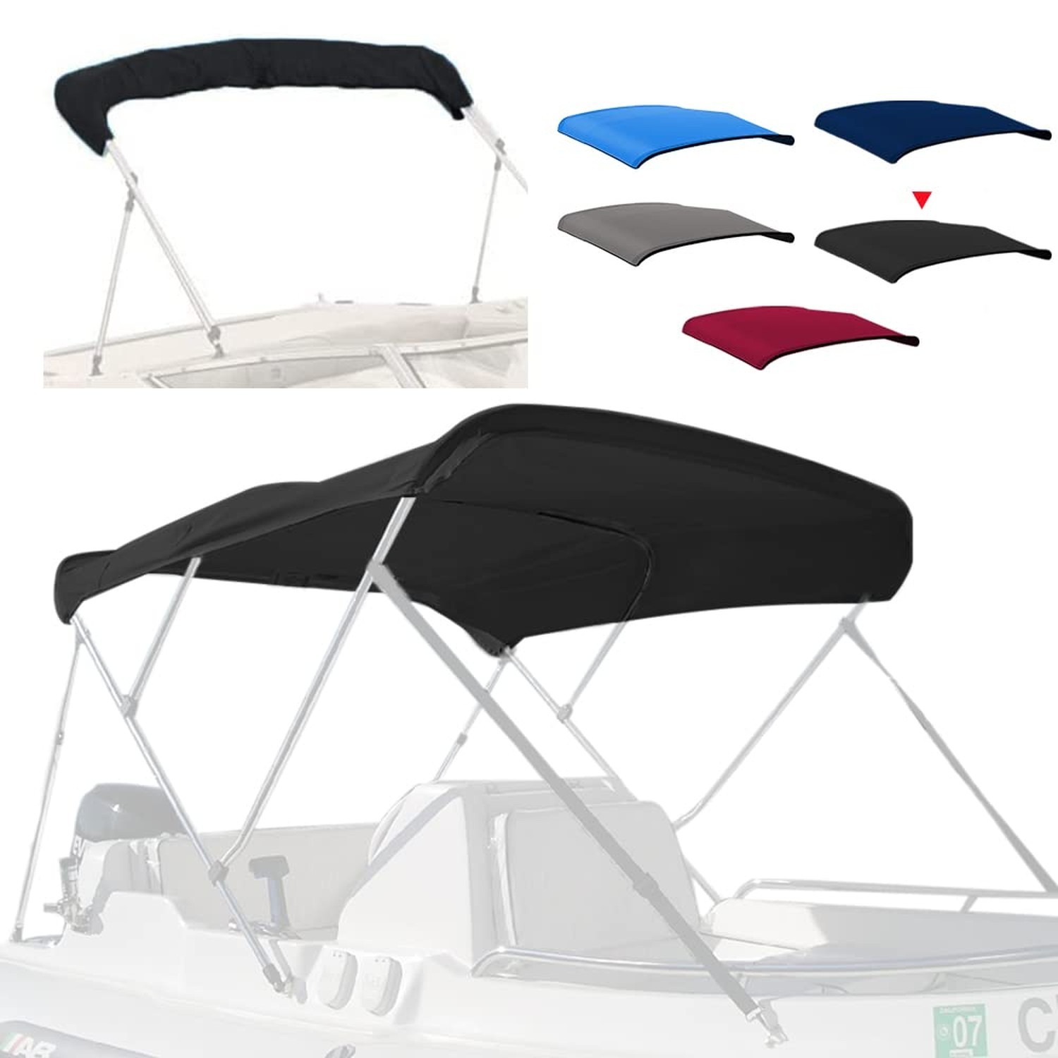 4 Bow Marine Grade Fade and Crack Resistant Bimini Top Replacement Cover, Hea…