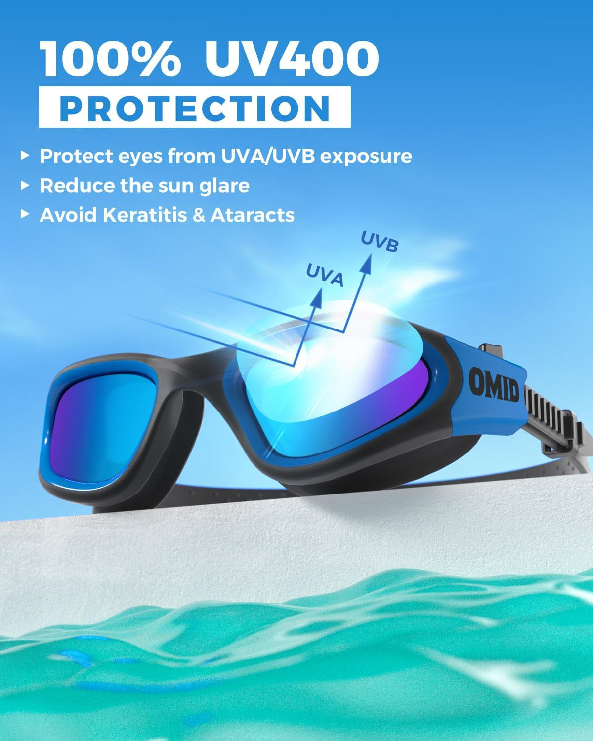 Swim Goggles, P2 Polarized Swimming Goggles for Men Anti-Fog Goggles Swimming fo