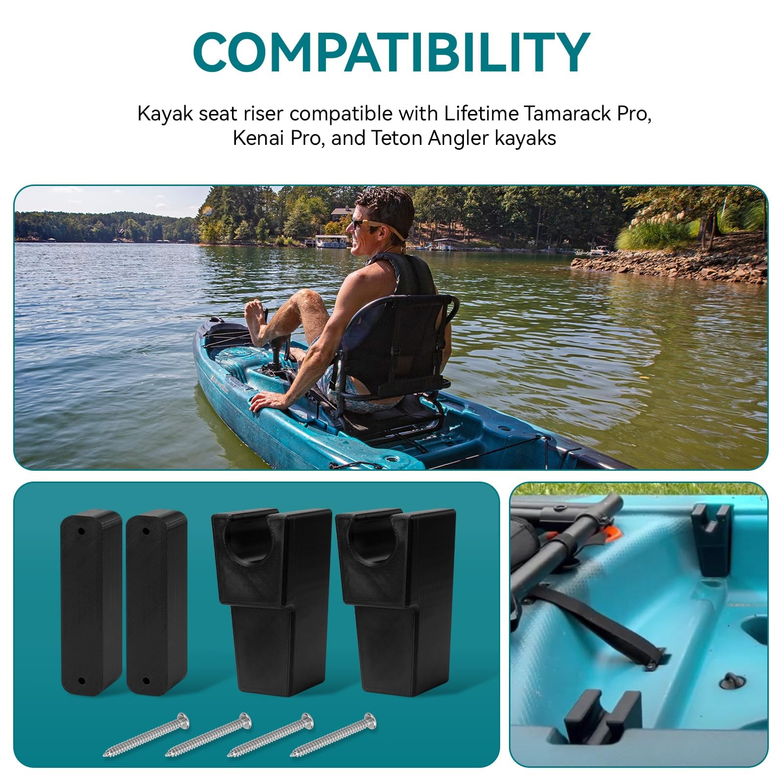 Kayak Seat Riser for Lifetime Tamarack Pro, Teton Angler, Kenai Pro Kayaks, Repl
