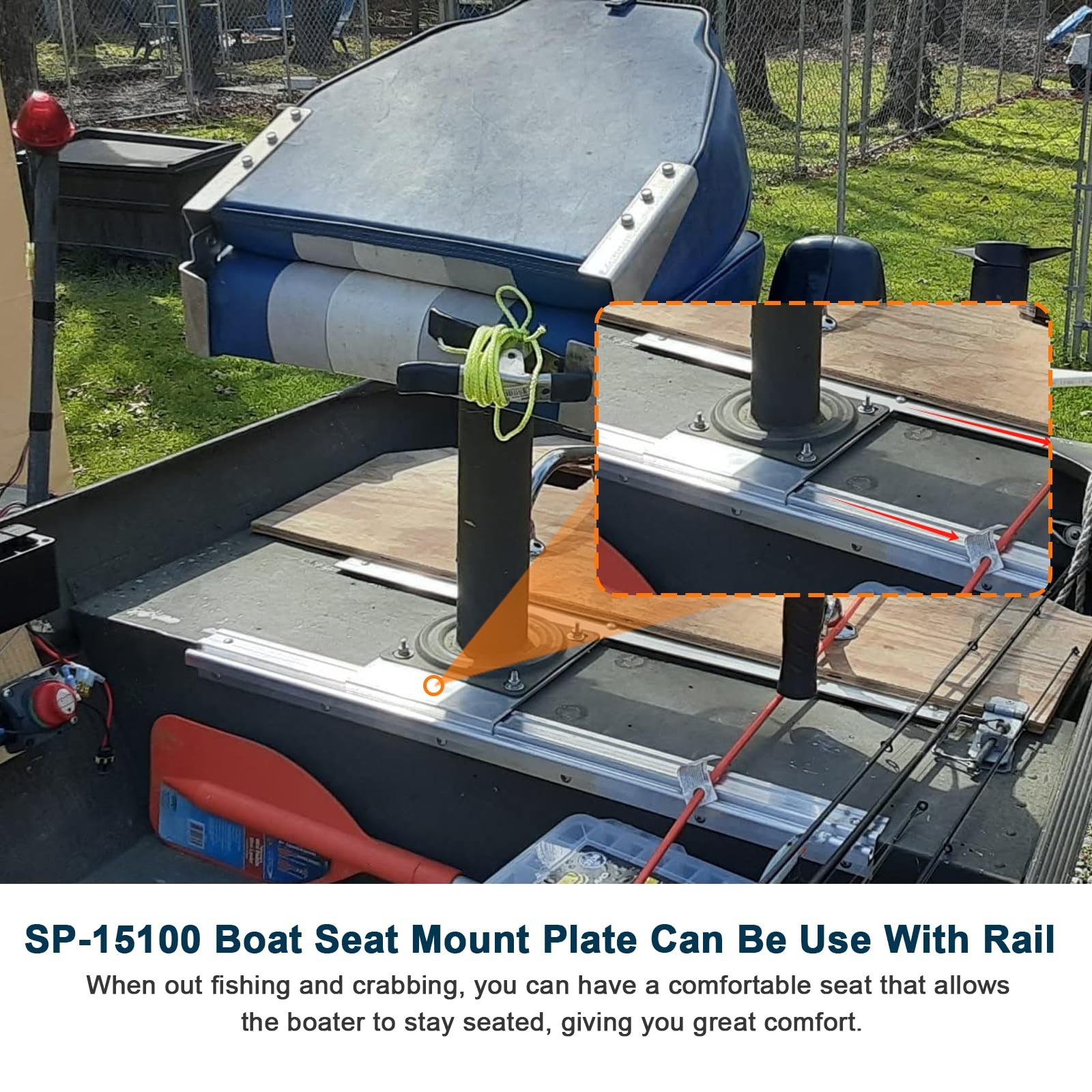Boat Seat Mounting Mount for Attwood SP-15100 Slide Plate On 15″ Rails Hardware