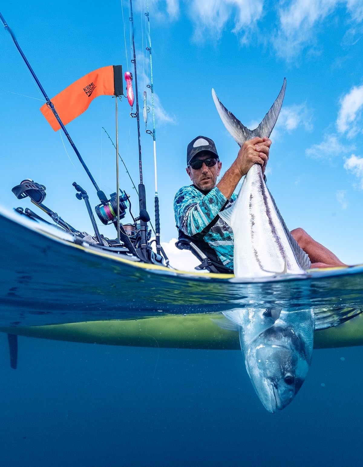 4ft High-Visibility Kayak Safety Flag with Pole & Storage Bag, Boat Accessories
